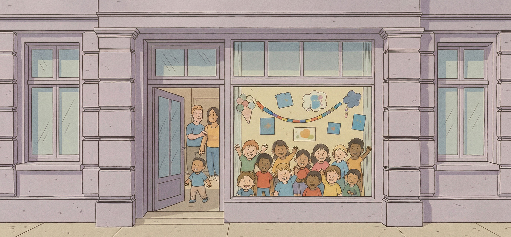 Illustration (Zeichnung) des Stadtkinder Kinderladens